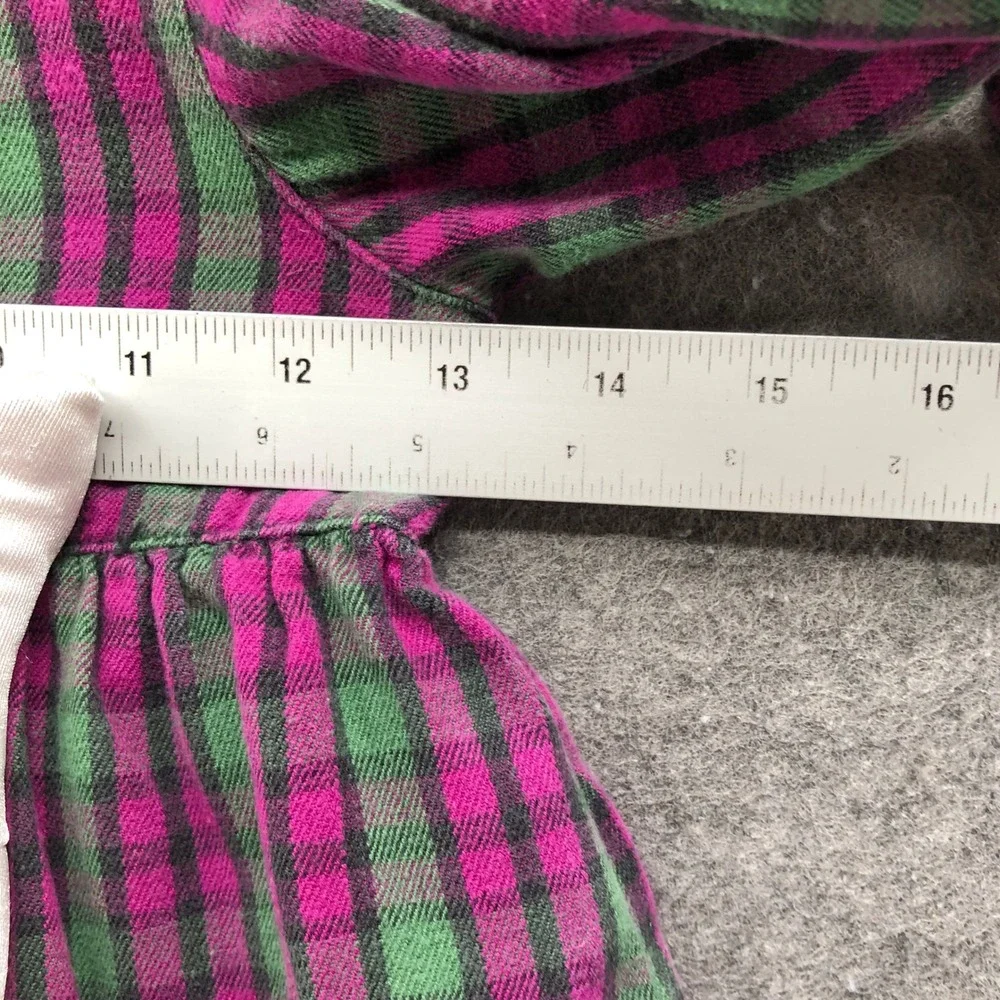 Vintage 90s Gap Girls‎ 3T Plaid Flannel Dress Purple Green Long Sleeve Collared